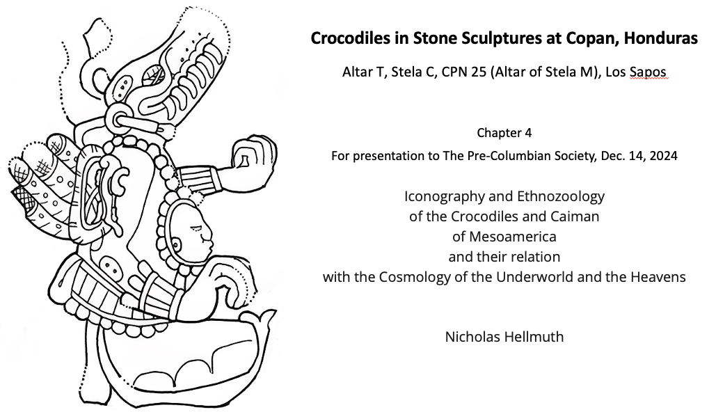 Crocodile-in-water-Maya-Iconography-lecture-Nicholas-HellmuthSky-Band-Nicholas-Hellmuth-FLAAR-Sept-2024